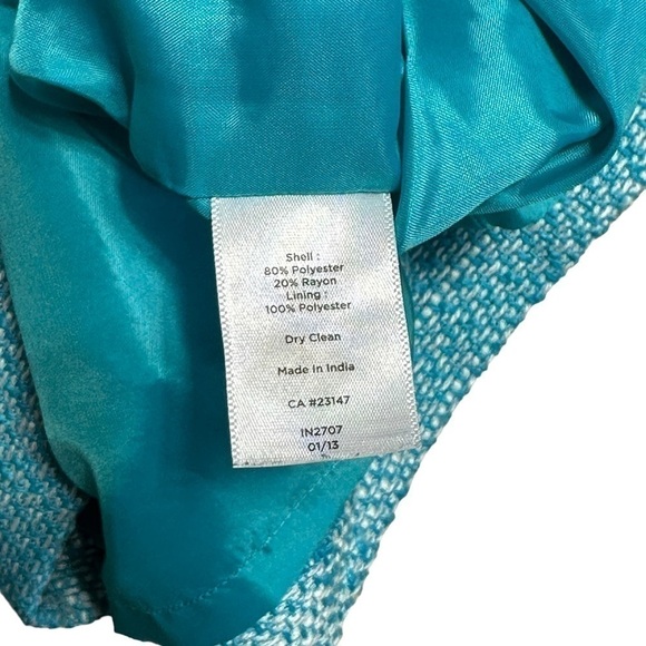Talbots Blue Turquoise & White Texturized Tweed Pencil Skirt US 4P - Picture 4 of 9